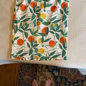 Eloquii Citrus and Leaf Print Pencil Skirt